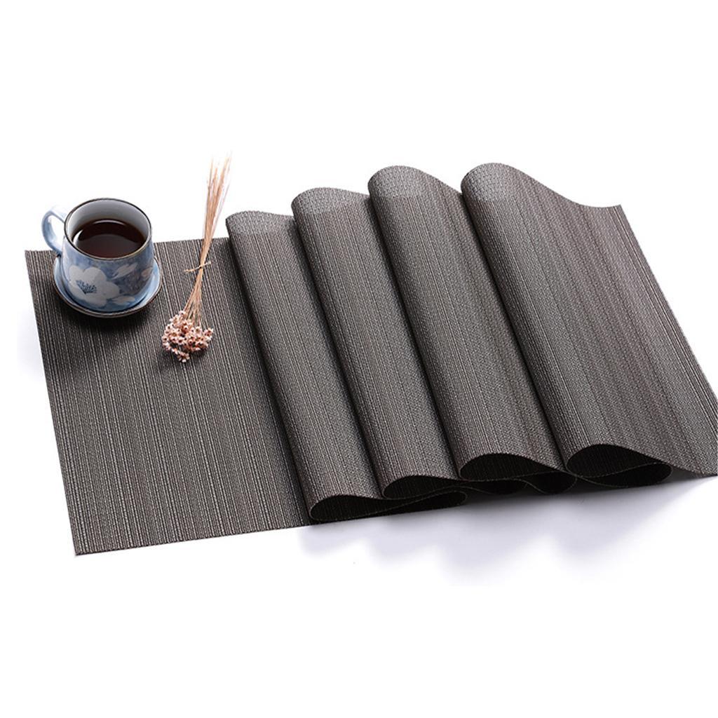 Rectangle Placemat Pad Table Coaster Bowl Mat Heat Resistant Silver Gray