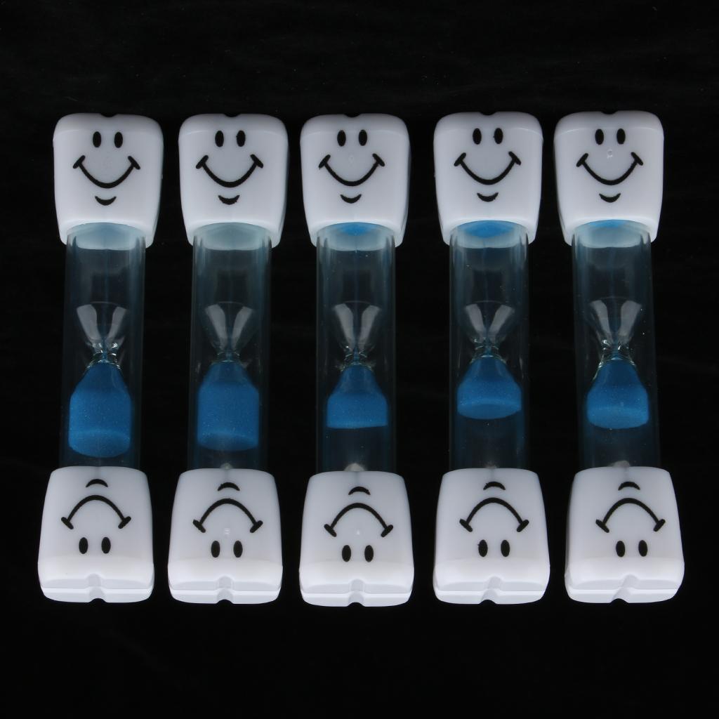 5Pieces Plastic Sand Timer Hourglass for Kid Reading Game Playing Blue