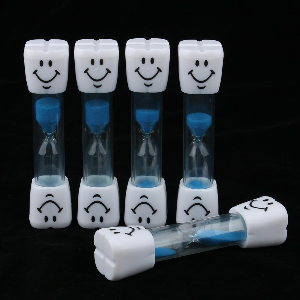 5Pieces Plastic Sand Timer Hourglass for Kid Reading Game Playing Blue