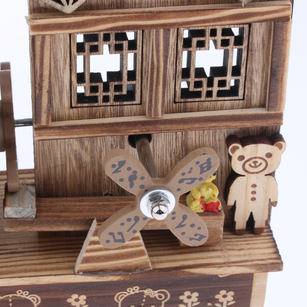 Countryside Windmill & Waterwheel Wooden Music Box Mechanism Musical Boxes