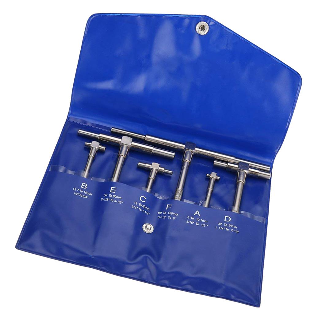 Stainless Steel Telescoping T Bore Gauge Set Hole Precision Gage 5/16 - 6""