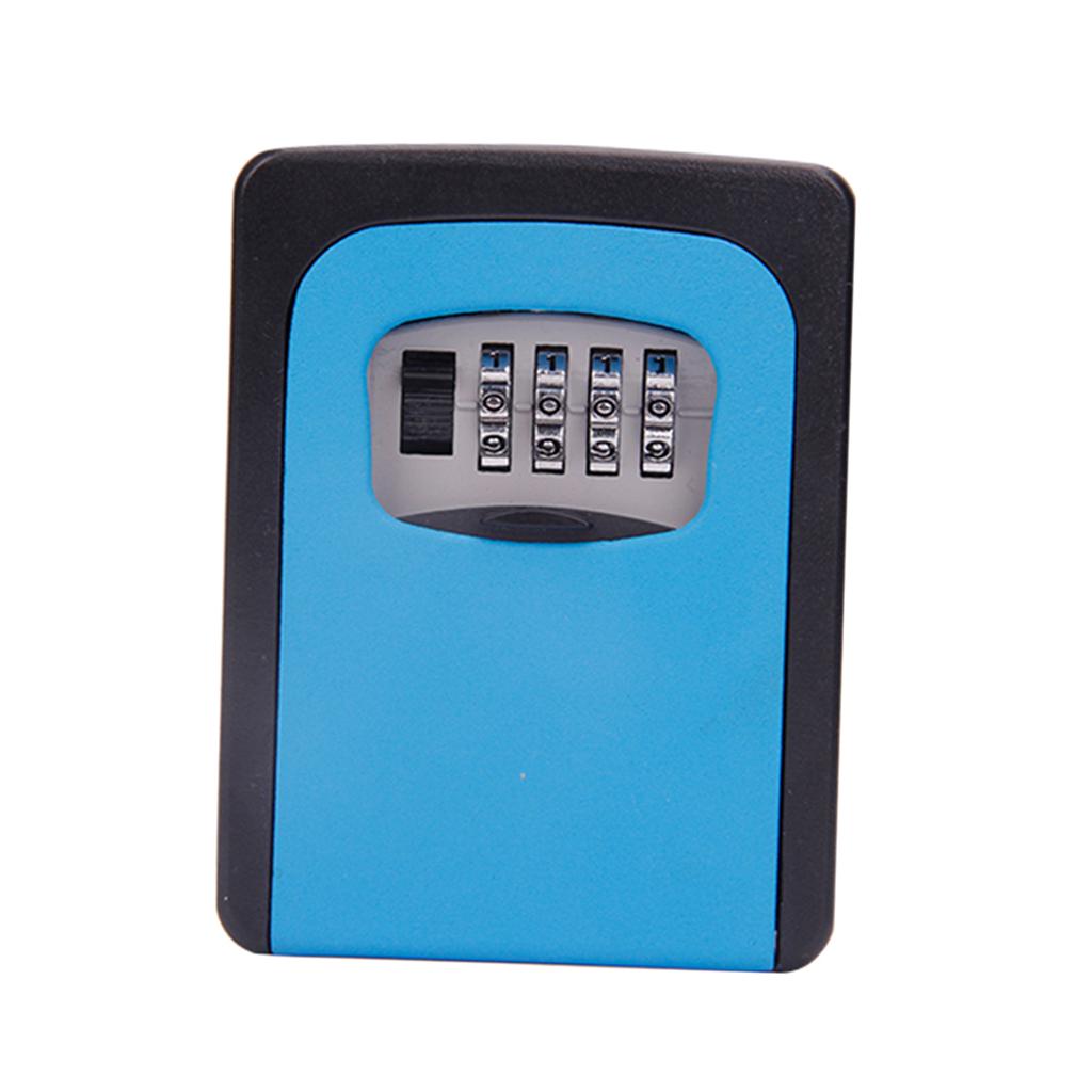 4 Digit Combination Key Lock Box Wall Mount Safe Security Storage Case Blue