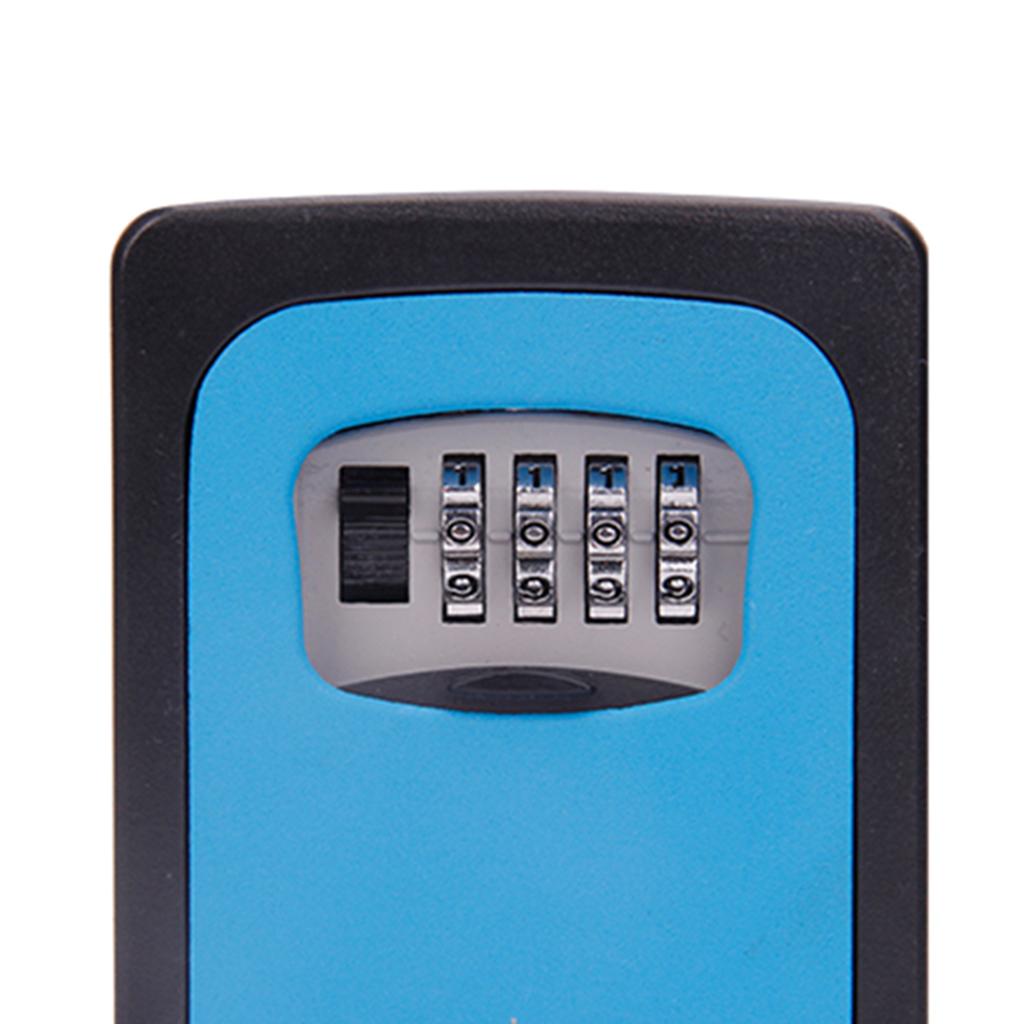 4 Digit Combination Key Lock Box Wall Mount Safe Security Storage Case Blue
