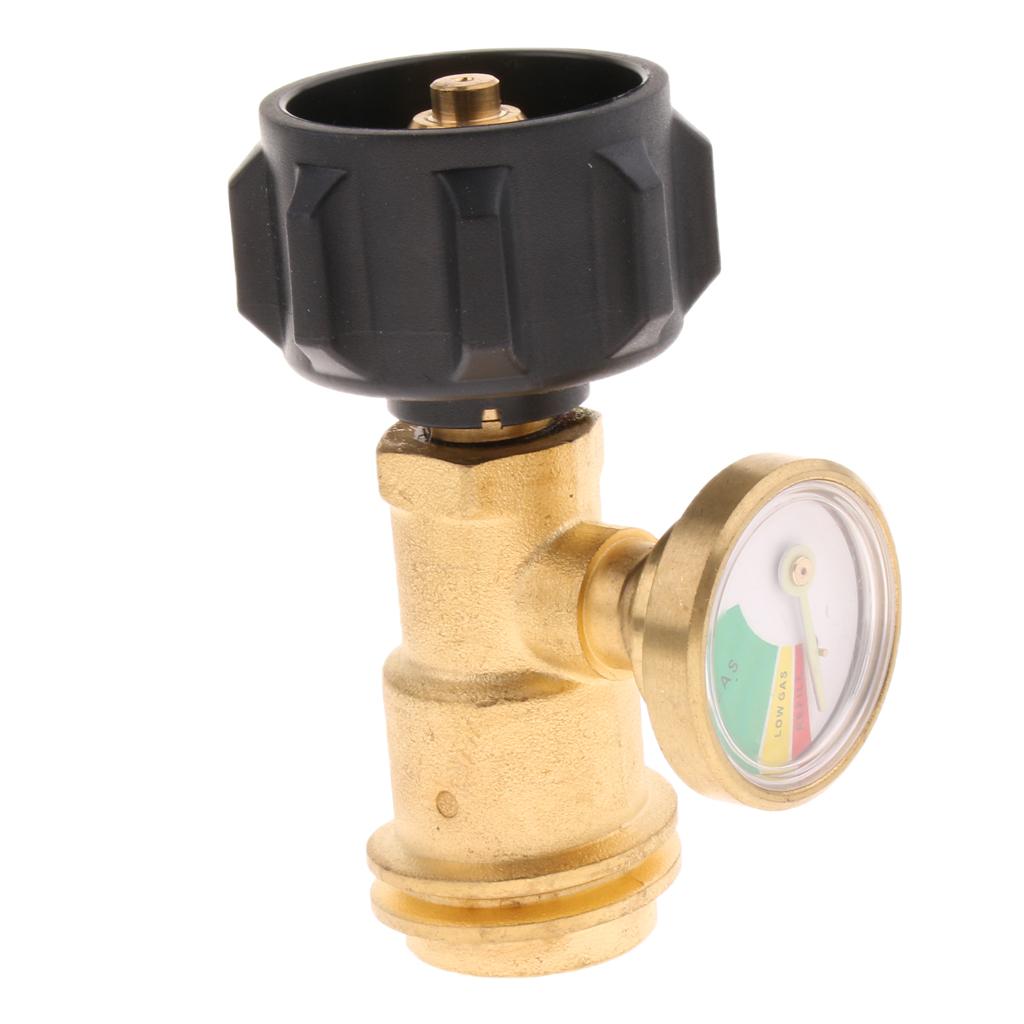 Propane Tank Adapter Convert QCC1 Fitting Brass with Gas Gauge