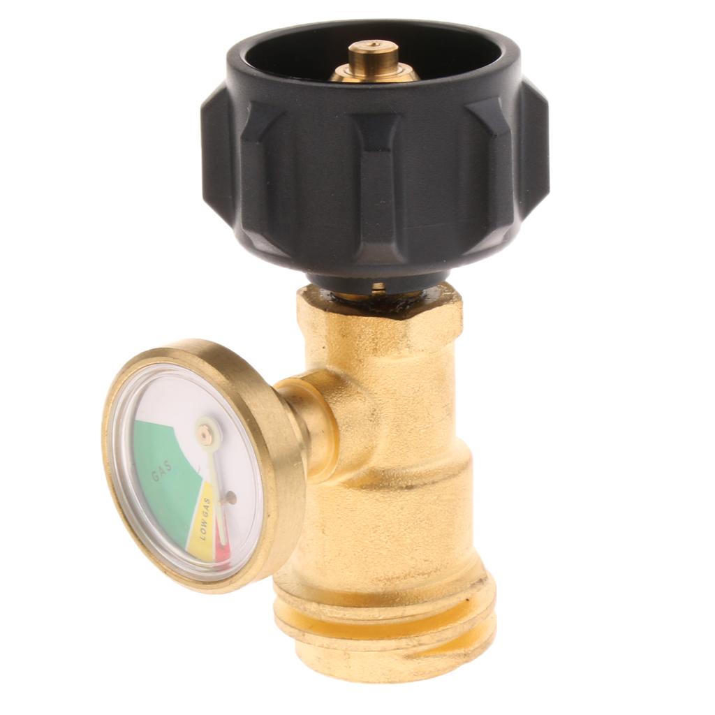 Propane Tank Adapter Convert QCC1 Fitting Brass with Gas Gauge