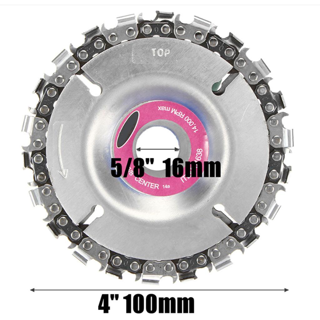 4" Angle Grinder Disc and Chain Wood Carving 22 Tooth Fine Cut 5/8" Arbor
