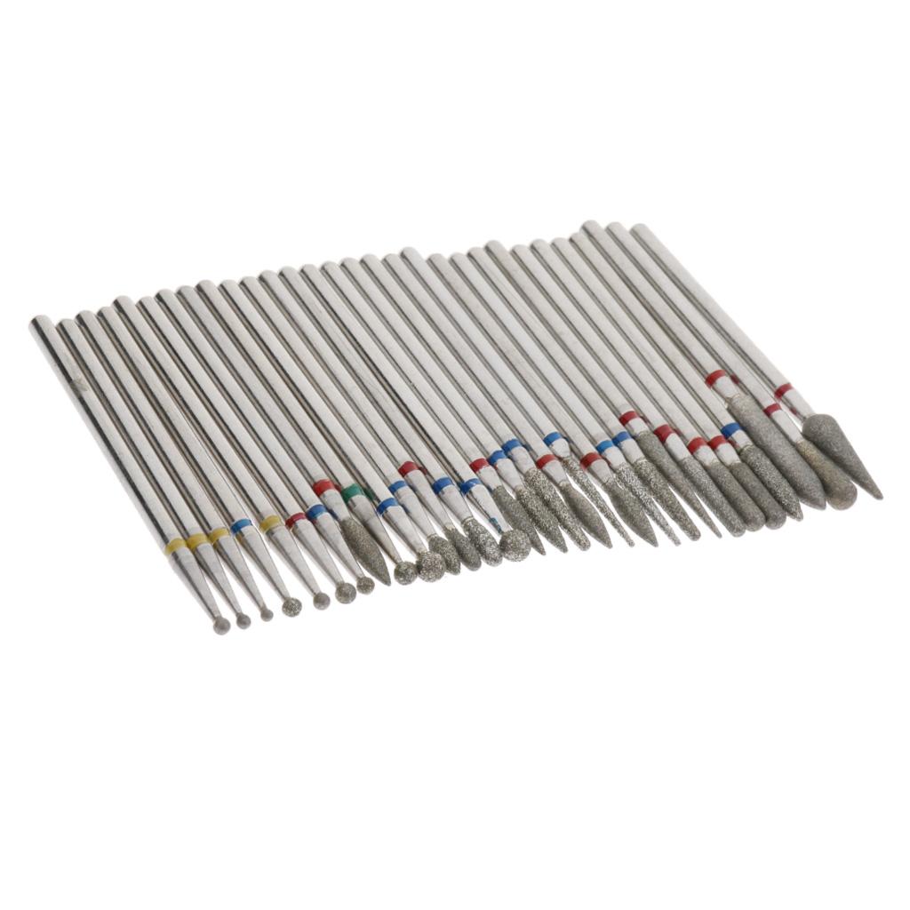 30 Pcs Diamond Nail Drill Bit Set Grinding Head Electric Manicure Machine A