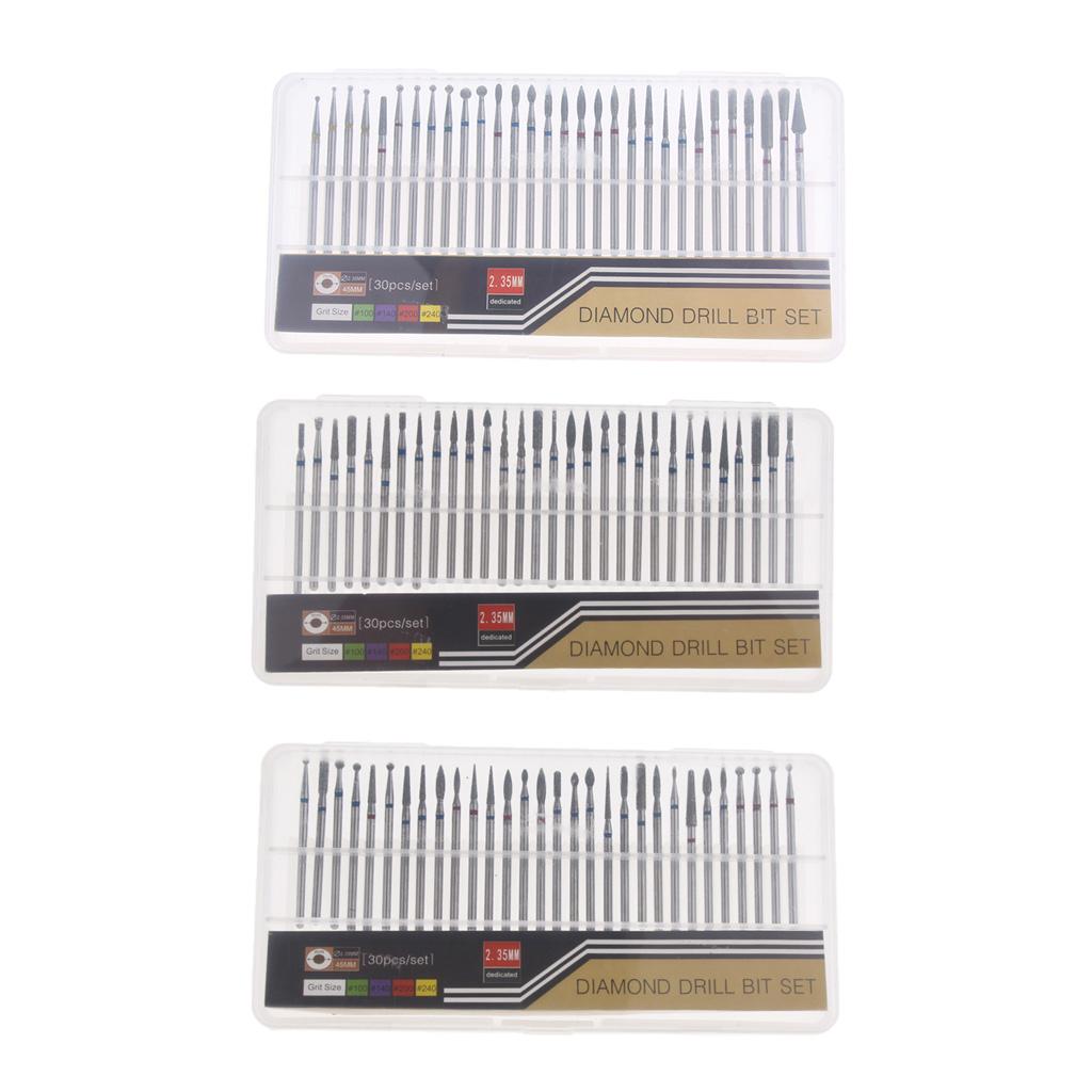 30 Pcs Diamond Nail Drill Bit Set Grinding Head Electric Manicure Machine A