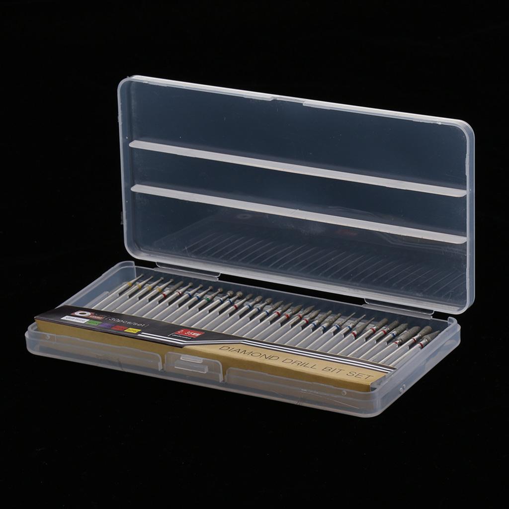 30 Pcs Diamond Nail Drill Bit Set Grinding Head Electric Manicure Machine A