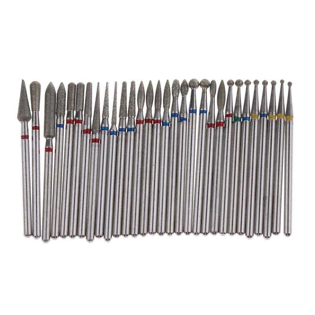 30 Pcs Diamond Nail Drill Bit Set Grinding Head Electric Manicure Machine A