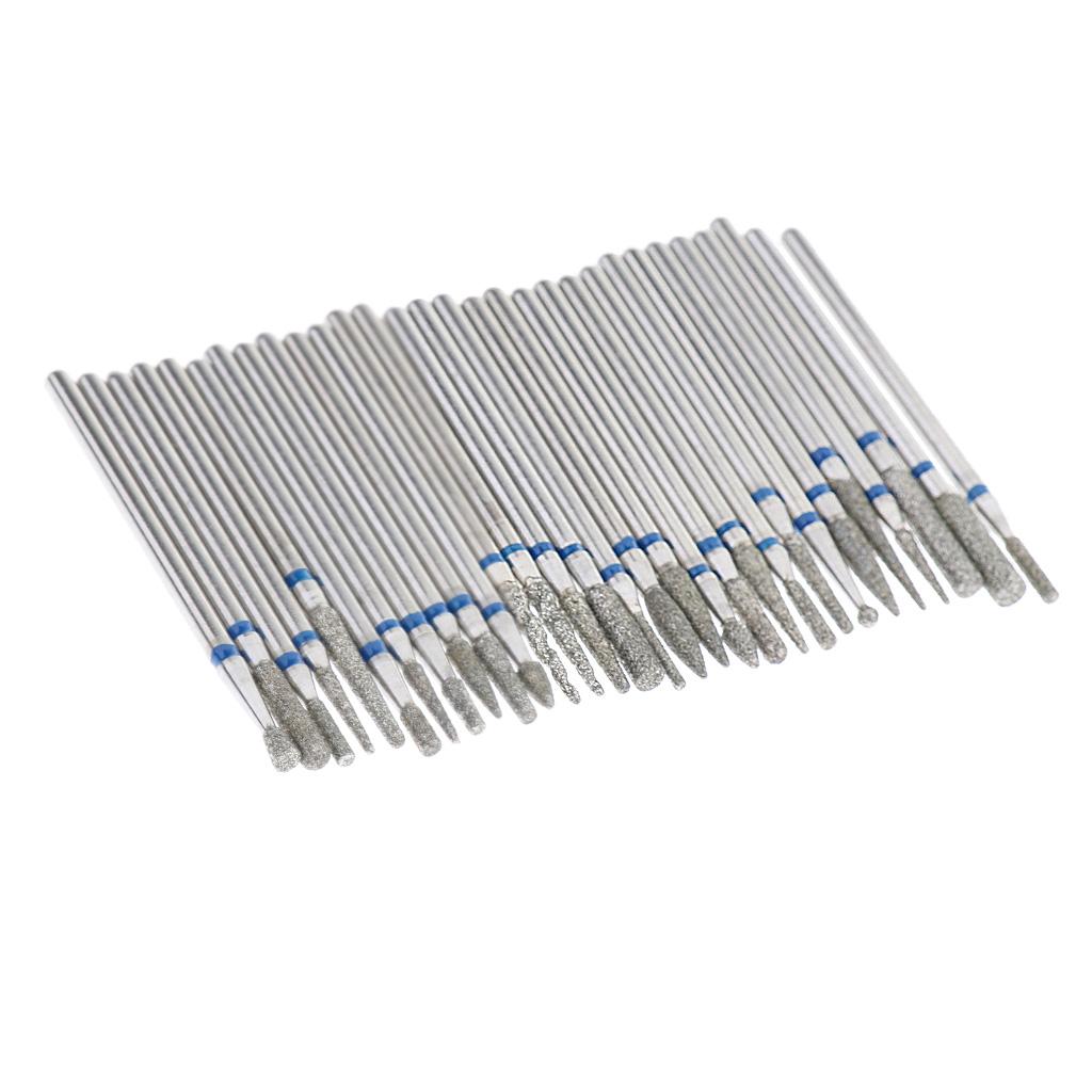 30 Pcs Diamond Nail Drill Bit Set Grinding Head Electric Manicure Machine B