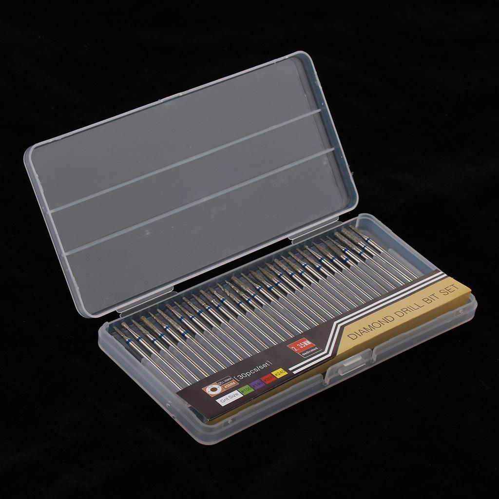30 Pcs Diamond Nail Drill Bit Set Grinding Head Electric Manicure Machine B