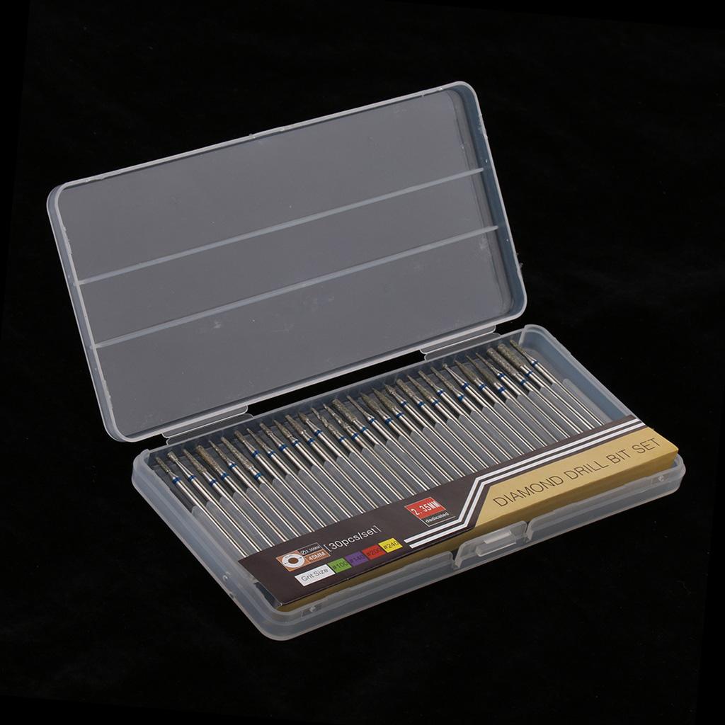 30 Pcs Diamond Nail Drill Bit Set Grinding Head Electric Manicure Machine B