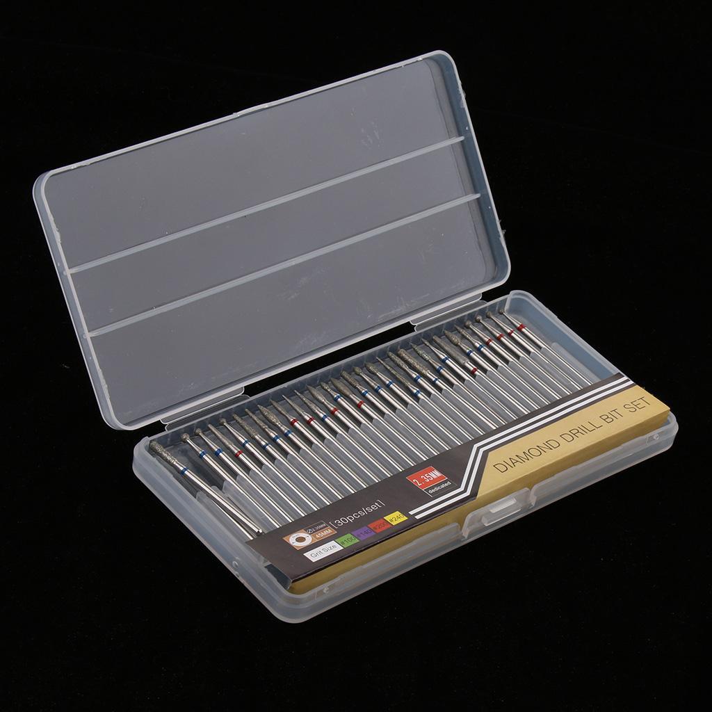 30 Pcs Diamond Nail Drill Bit Set Grinding Head Electric Manicure Machine C