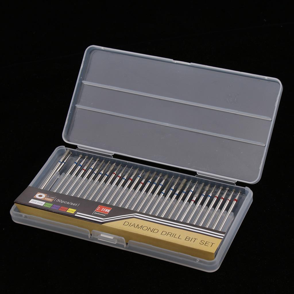 30 Pcs Diamond Nail Drill Bit Set Grinding Head Electric Manicure Machine C