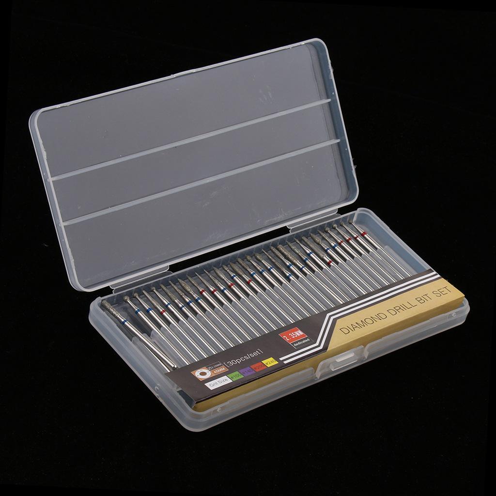 30 Pcs Diamond Nail Drill Bit Set Grinding Head Electric Manicure Machine C