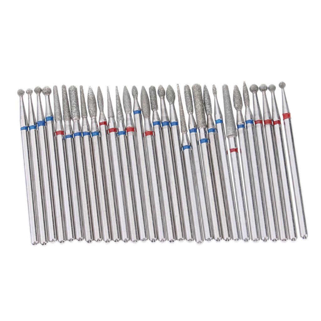 30 Pcs Diamond Nail Drill Bit Set Grinding Head Electric Manicure Machine C