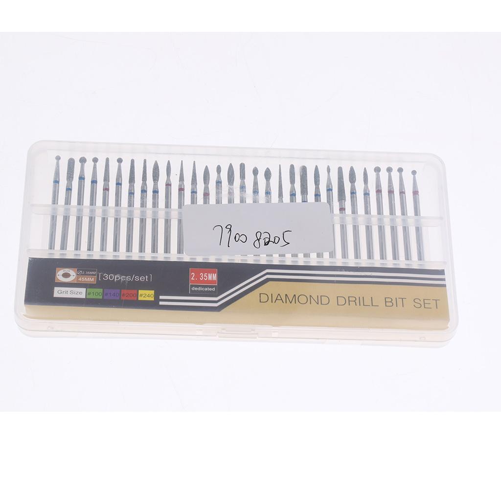 30 Pcs Diamond Nail Drill Bit Set Grinding Head Electric Manicure Machine C