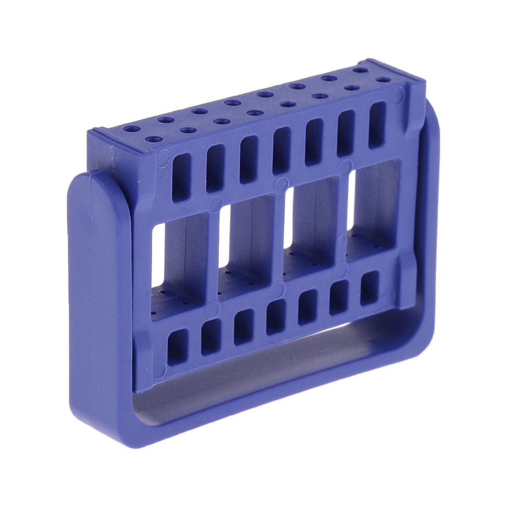 Dental Autoclave 16 Holes Endo Files Holder Stand Disinfection Box Dark Blue