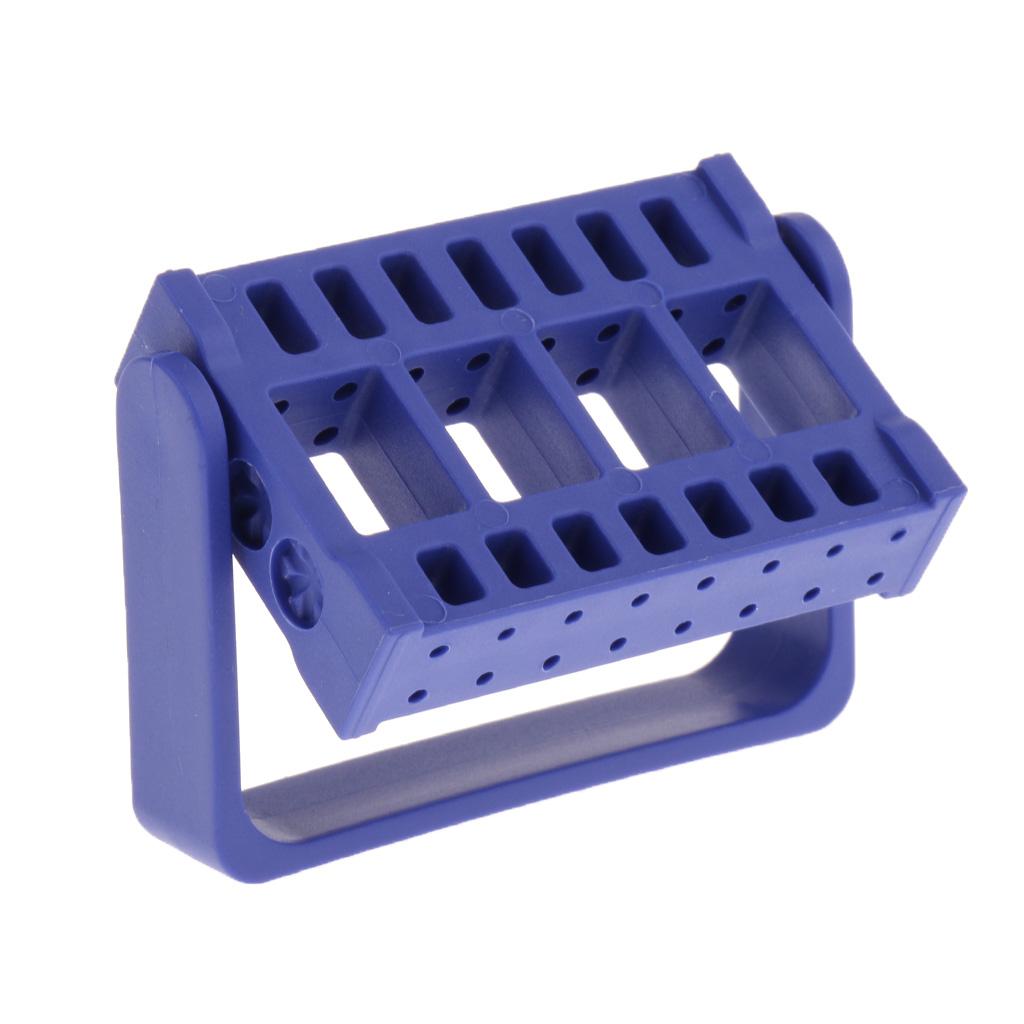 Dental Autoclave 16 Holes Endo Files Holder Stand Disinfection Box Dark Blue