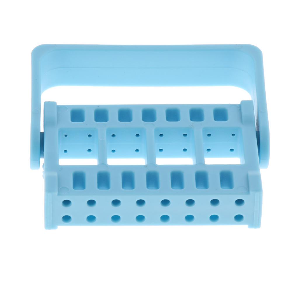 Dental Autoclave 16 Holes Endo Files Holder Stand Disinfection Box Light Blue