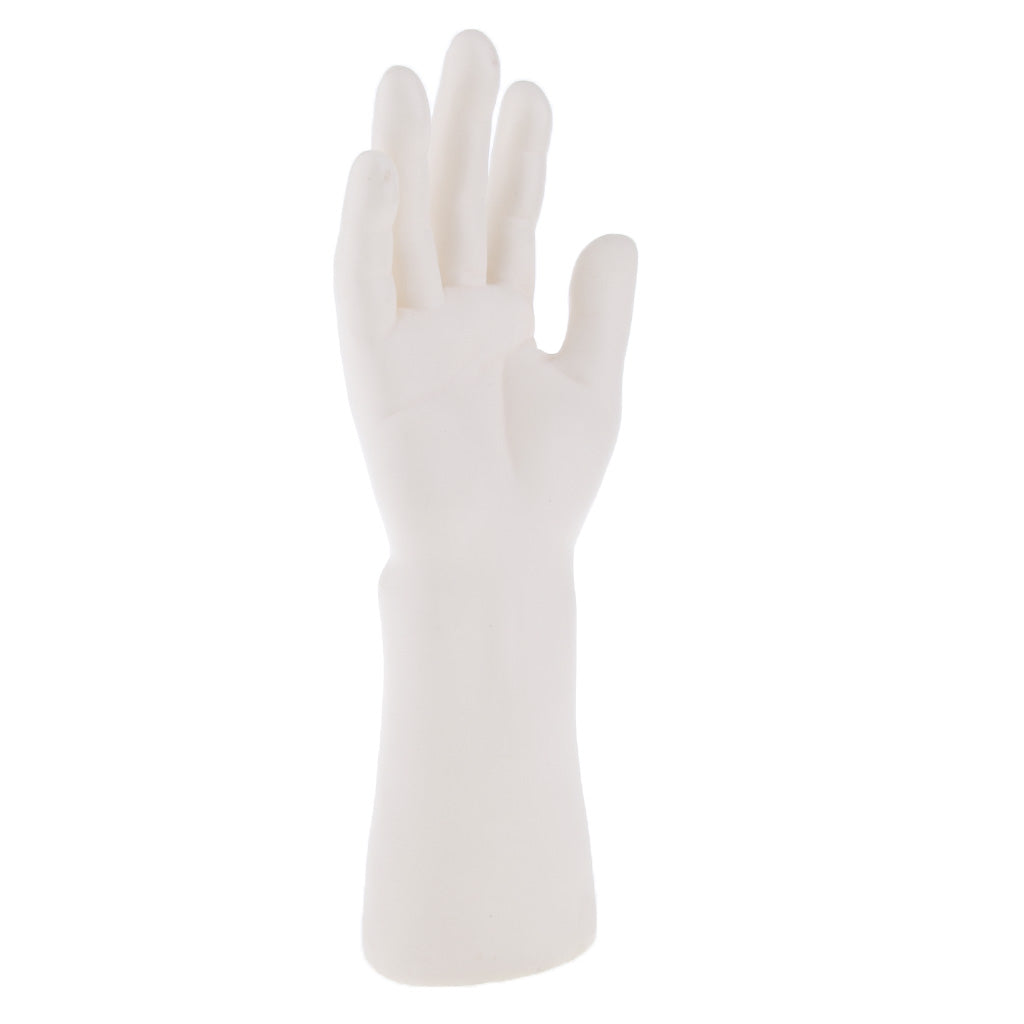 Vinyl Realistic Male Mannequin Hand for Gloves Jewelry Watch Display White