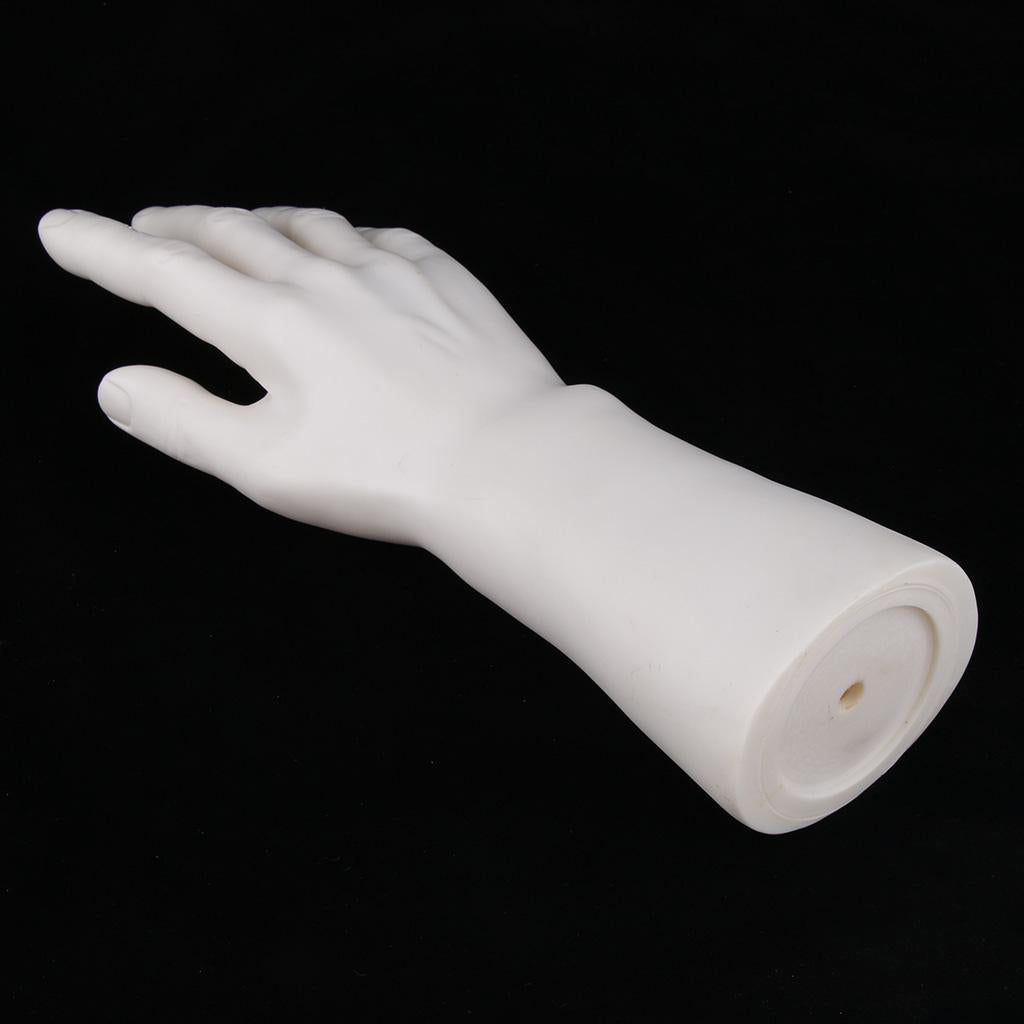 Vinyl Realistic Male Mannequin Hand for Gloves Jewelry Watch Display White