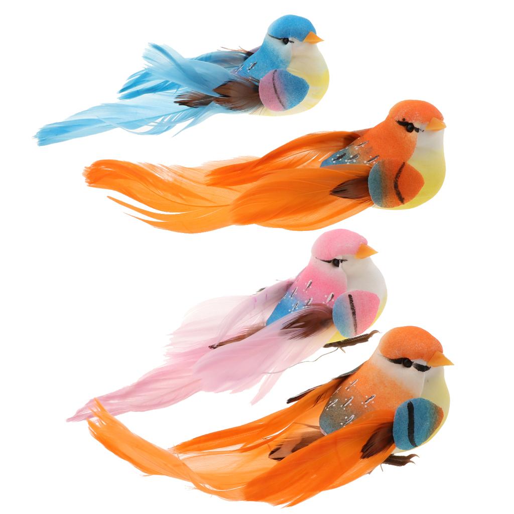 2pcs Artificial Birds Feather Foam Simulation Birds Home Decor without Clip
