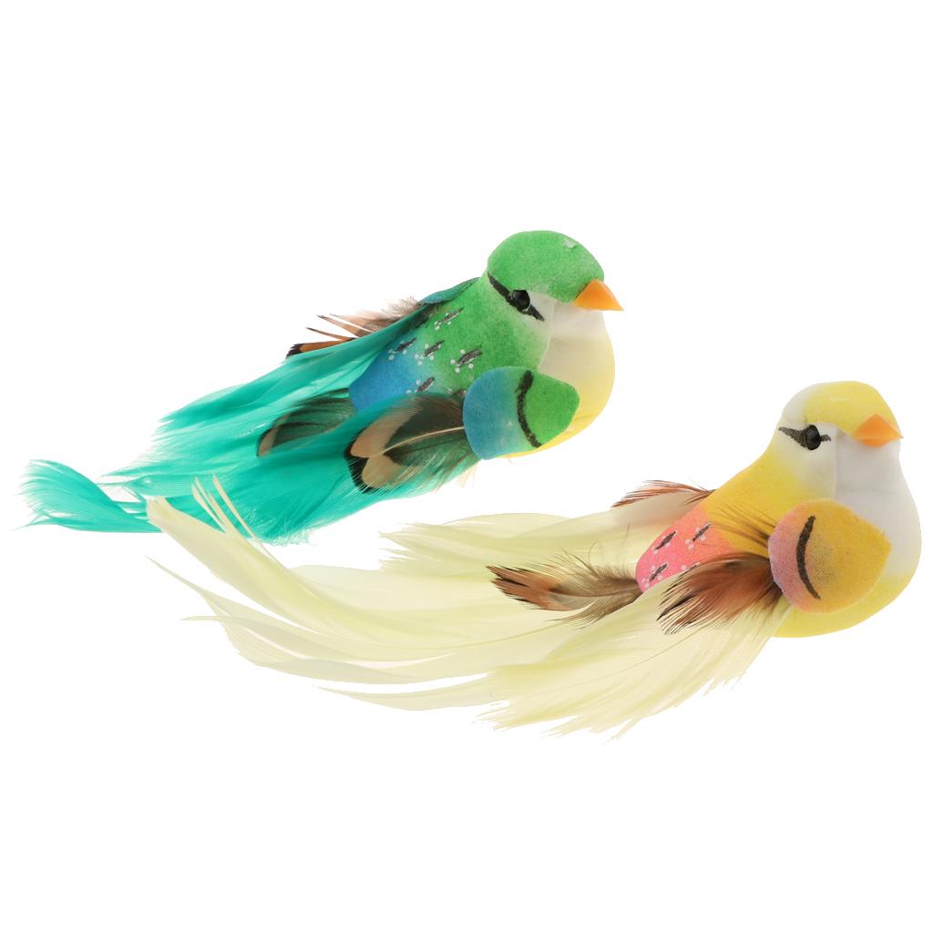 2pcs Artificial Birds Feather Foam Simulation Birds Home Decor without Clip