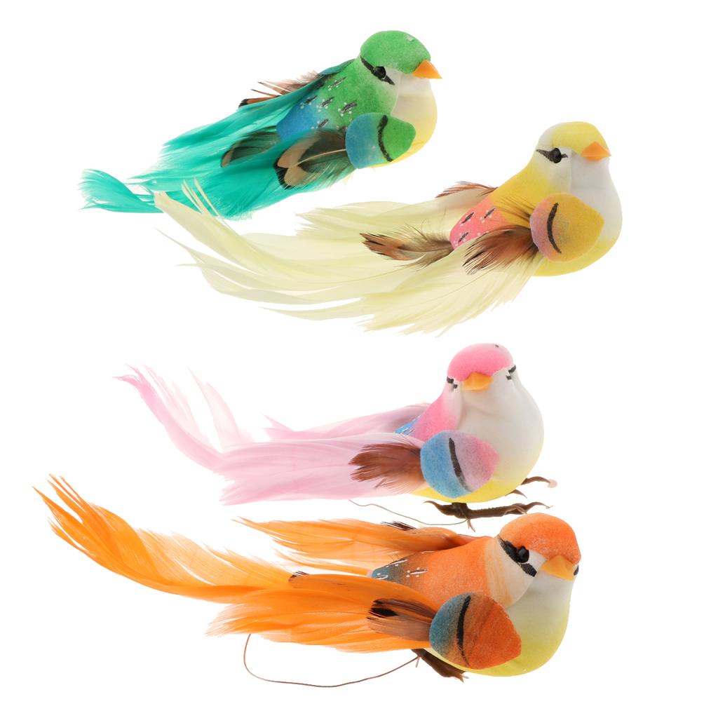 2pcs Artificial Birds Feather Foam Simulation Birds Home Decor without Clip
