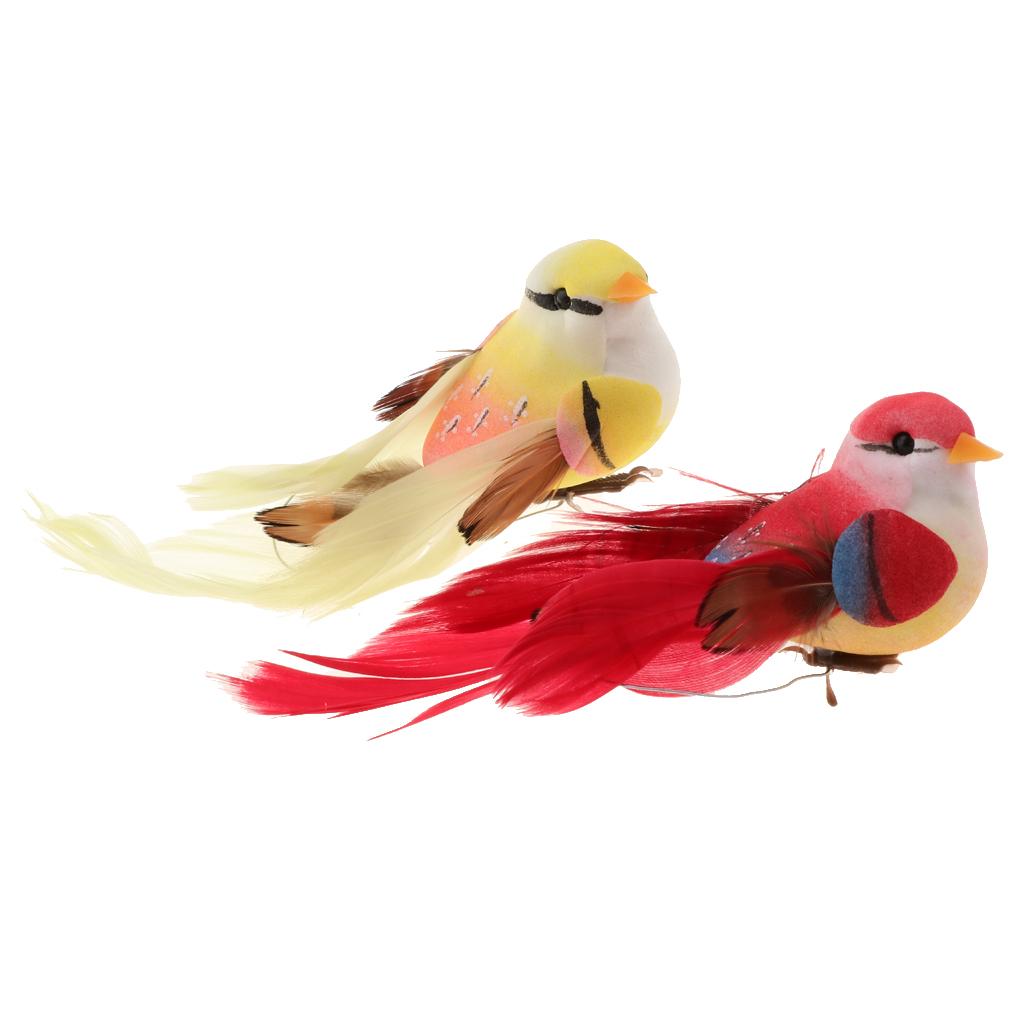 2pcs Artificial Birds Feather Foam Simulation Birds Home Decor with Clip