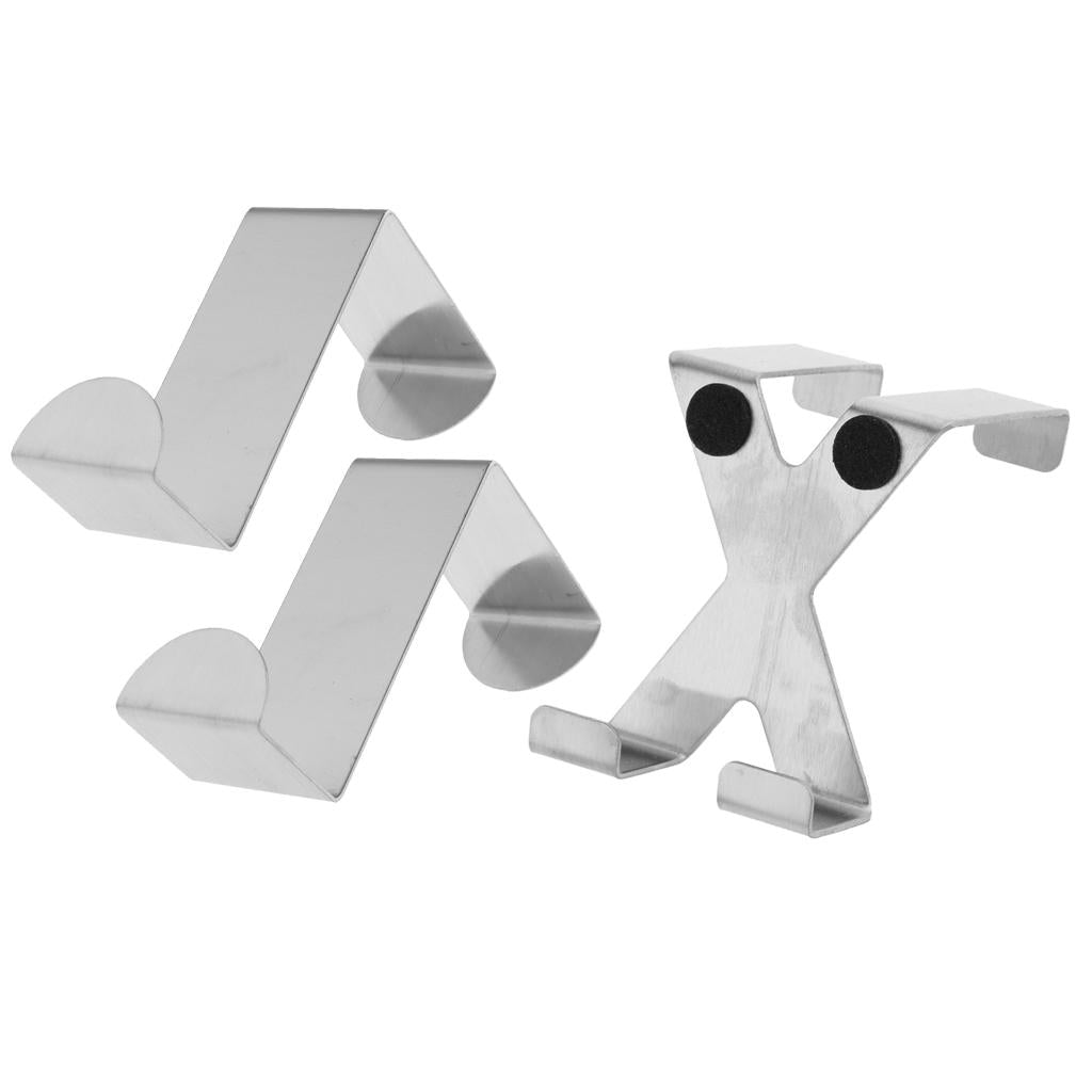 2PCS Over The Door Hooks Stainless Steel Metal Hanger for Towel Coat Z Shape
