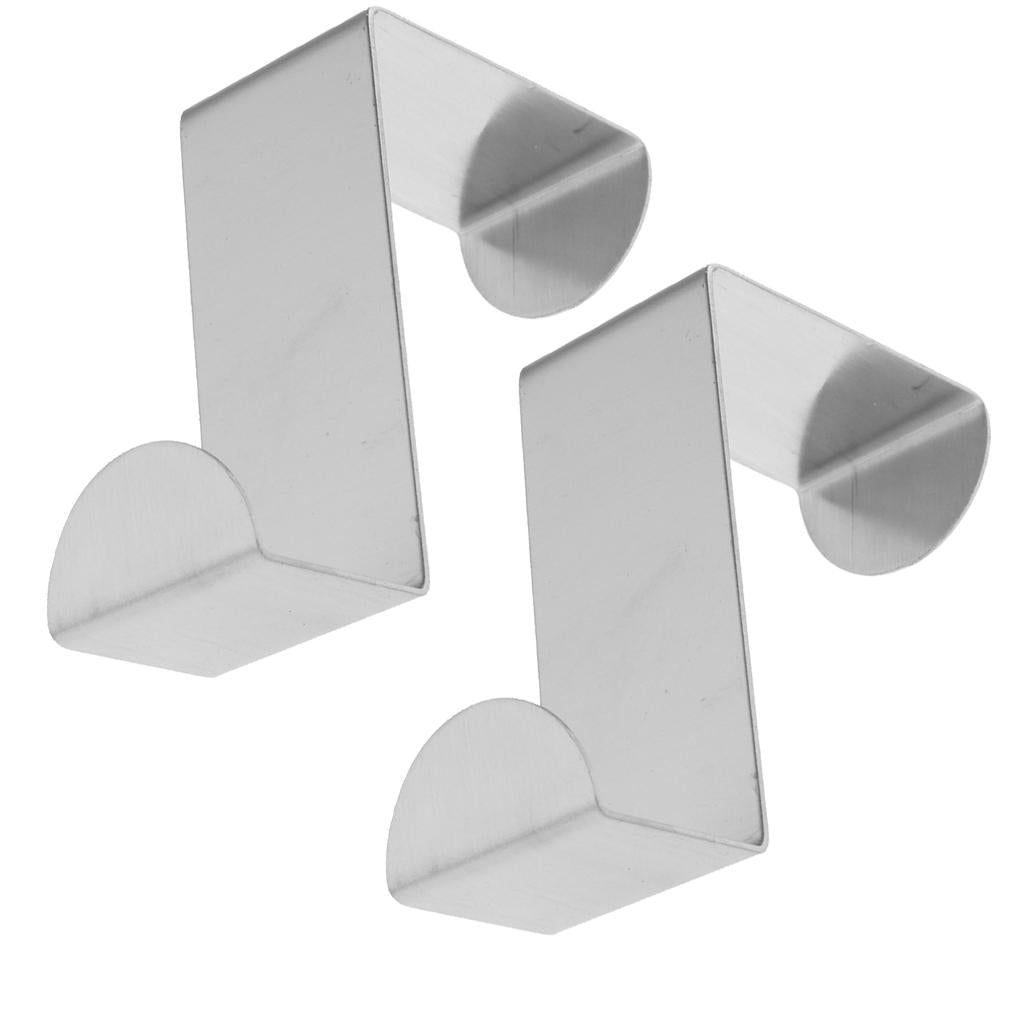 2PCS Over The Door Hooks Stainless Steel Metal Hanger for Towel Coat Z Shape