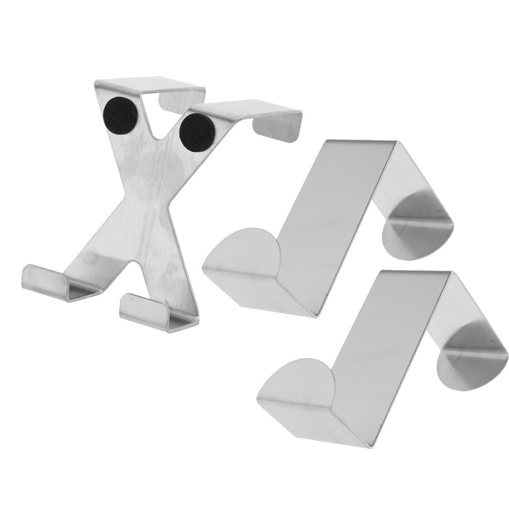 2PCS Over The Door Hooks Stainless Steel Metal Hanger for Towel Coat Z Shape