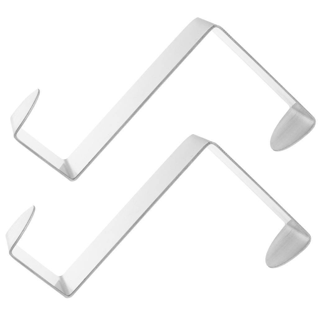 2PCS Over The Door Hooks Stainless Steel Metal Hanger for Towel Coat Z Shape
