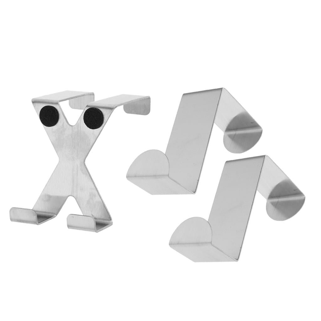 2PCS Over The Door Hooks Stainless Steel Metal Hanger for Towel Coat Z Shape