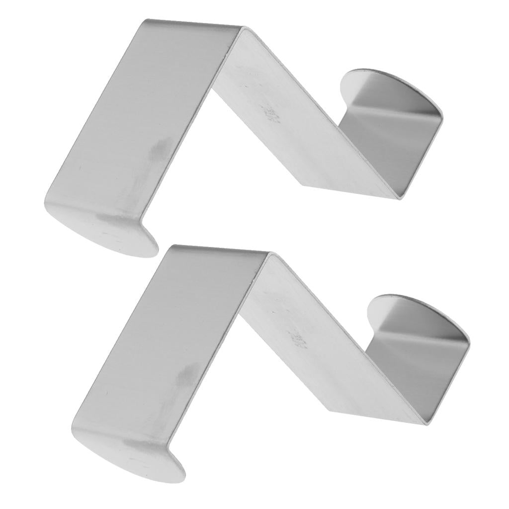2PCS Over The Door Hooks Stainless Steel Metal Hanger for Towel Coat Z Shape