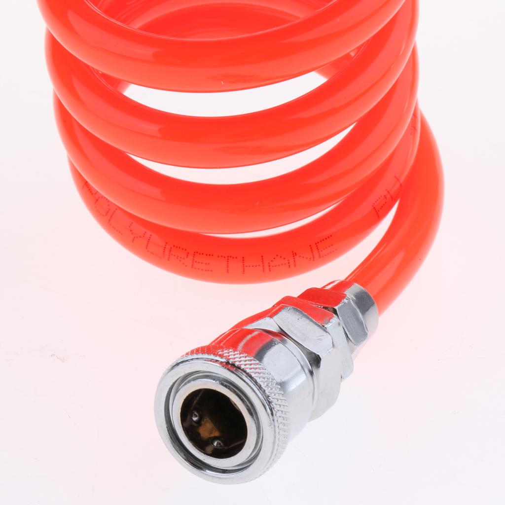 Retractable PU Recoil Air Hose Spring Tube Compressor 3Meter with Joint