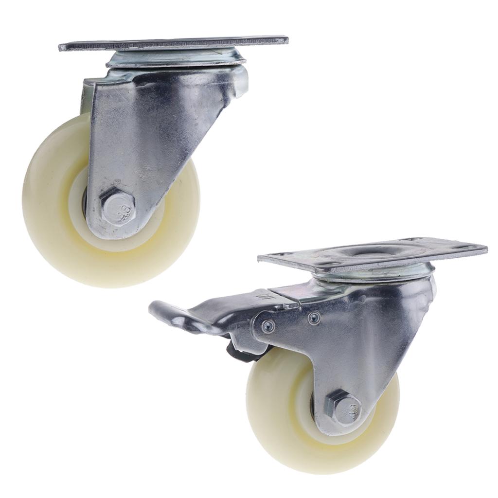 3'' White PP Swivel Plate Caster Wheels 90kg 200lbs Trolley Cart no Brake