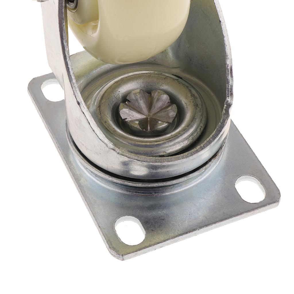 3'' White PP Swivel Plate Caster Wheels 90kg 200lbs Trolley Cart no Brake