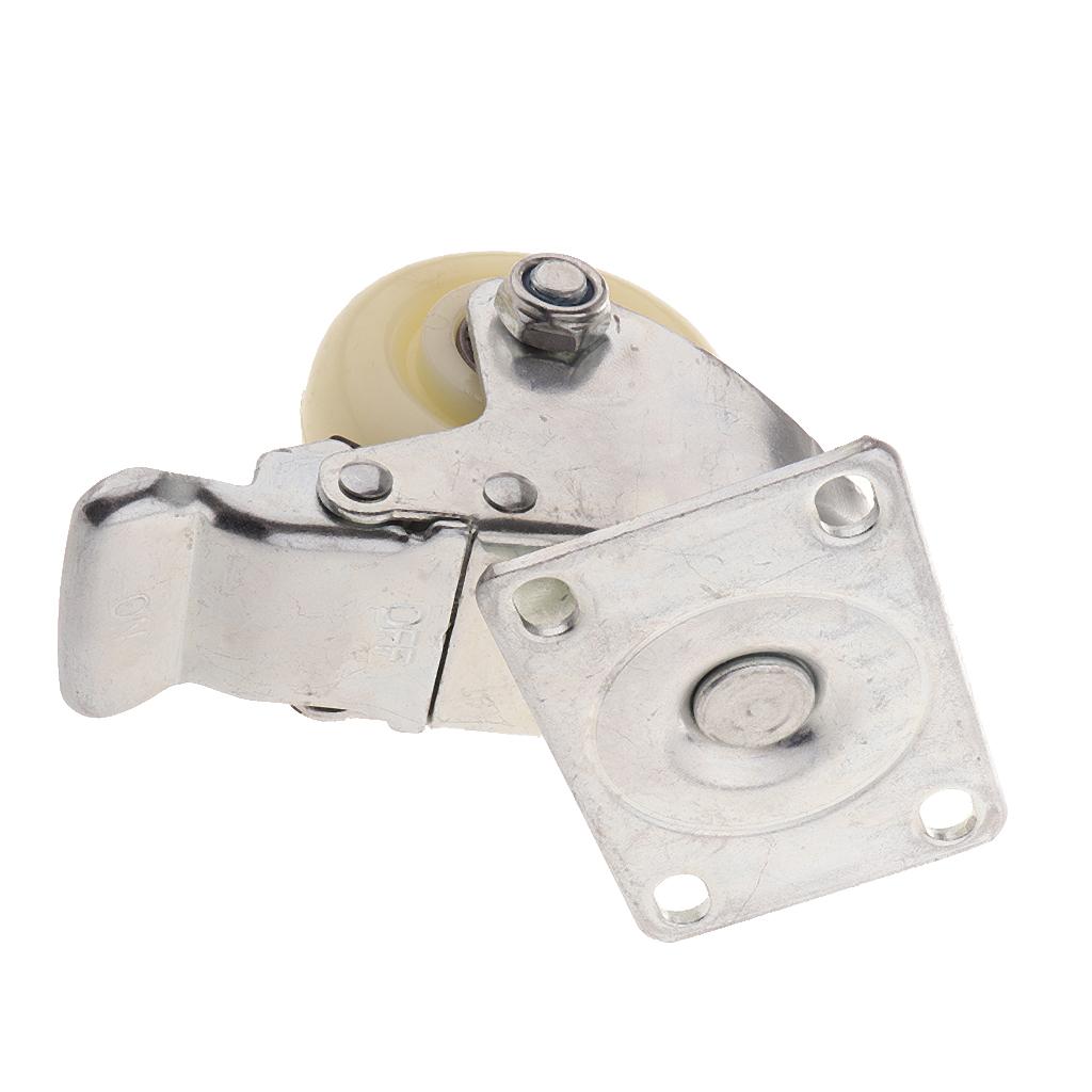 3'' White PP Swivel Plate Caster Wheels 90kg 200lbs Trolley Cart with Brake