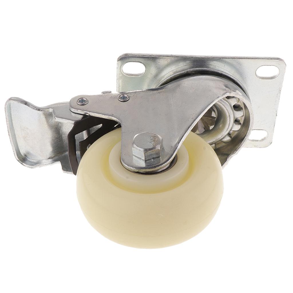 3'' White PP Swivel Plate Caster Wheels 90kg 200lbs Trolley Cart with Brake