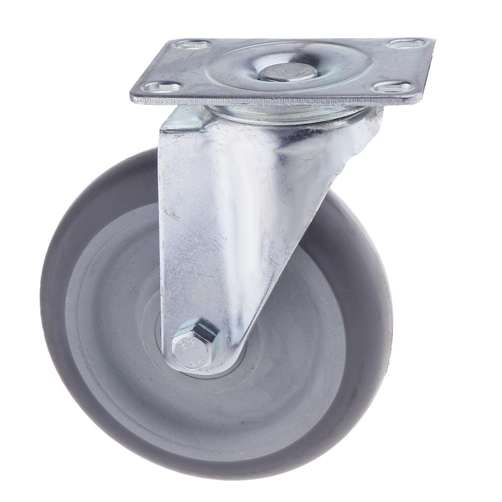 5-Inch Swivel Caster Wheel Rubber Base Top Plate Bearing Trolley Caster