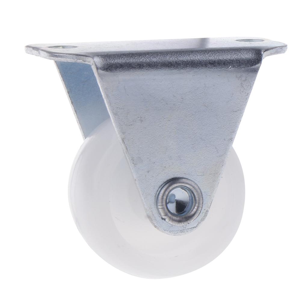1'' White PP Fixed Plate Caster Wheel 10kg 22lbs Cabinet Drawer Trolley Cart