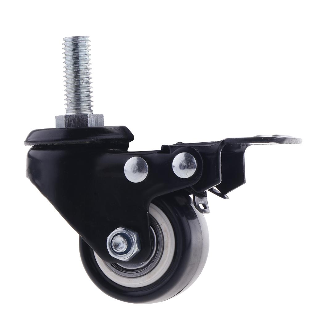 1.5'' Rubber Swivel Plate Caster Wheel M10 Universal Replacement with Brake