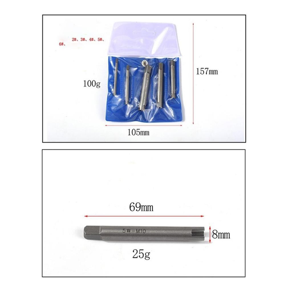 Broken Head Tap Remover Stripped Screw Tap Extractor Set M4-M22 5 Pcs M5-M12