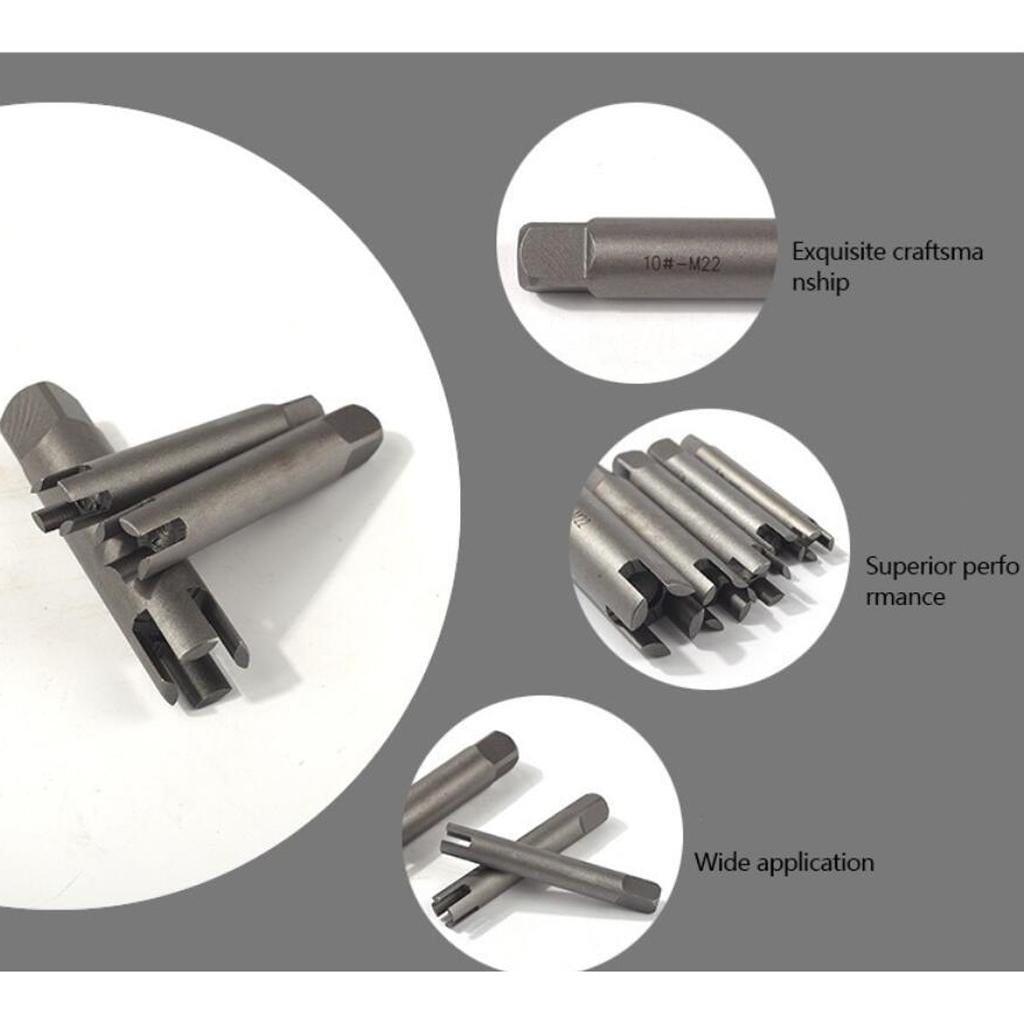 Broken Head Tap Remover Stripped Screw Tap Extractor Set M4-M22 6 Pcs M4-M12