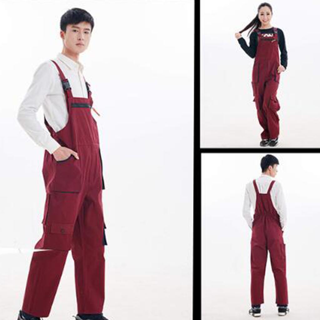 Unisex Workwear Coverall Work Bib Overall Uniform Pants Tousers XXL Red