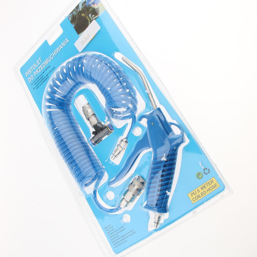 Pneumatic Air Blow Dust Air Hose Kit with Joint and Nozzle 4×6 mm Blue