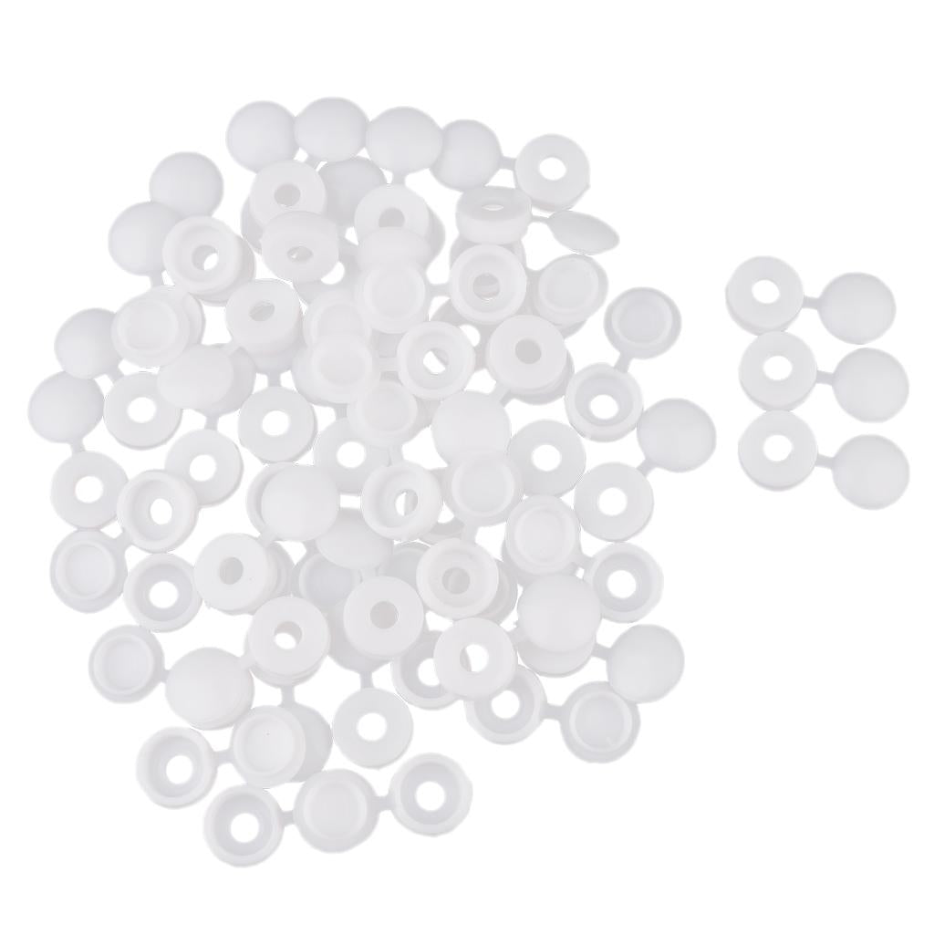 50pcs Furniture Decorative Cover Plastic Hinged Fold Snap Screw Caps White